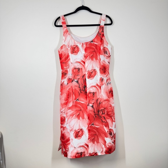 Nienhaus & Lotz Vintage Floral Print Romantic Feminine Red Midi Dress Size Small - Picture 5 of 16